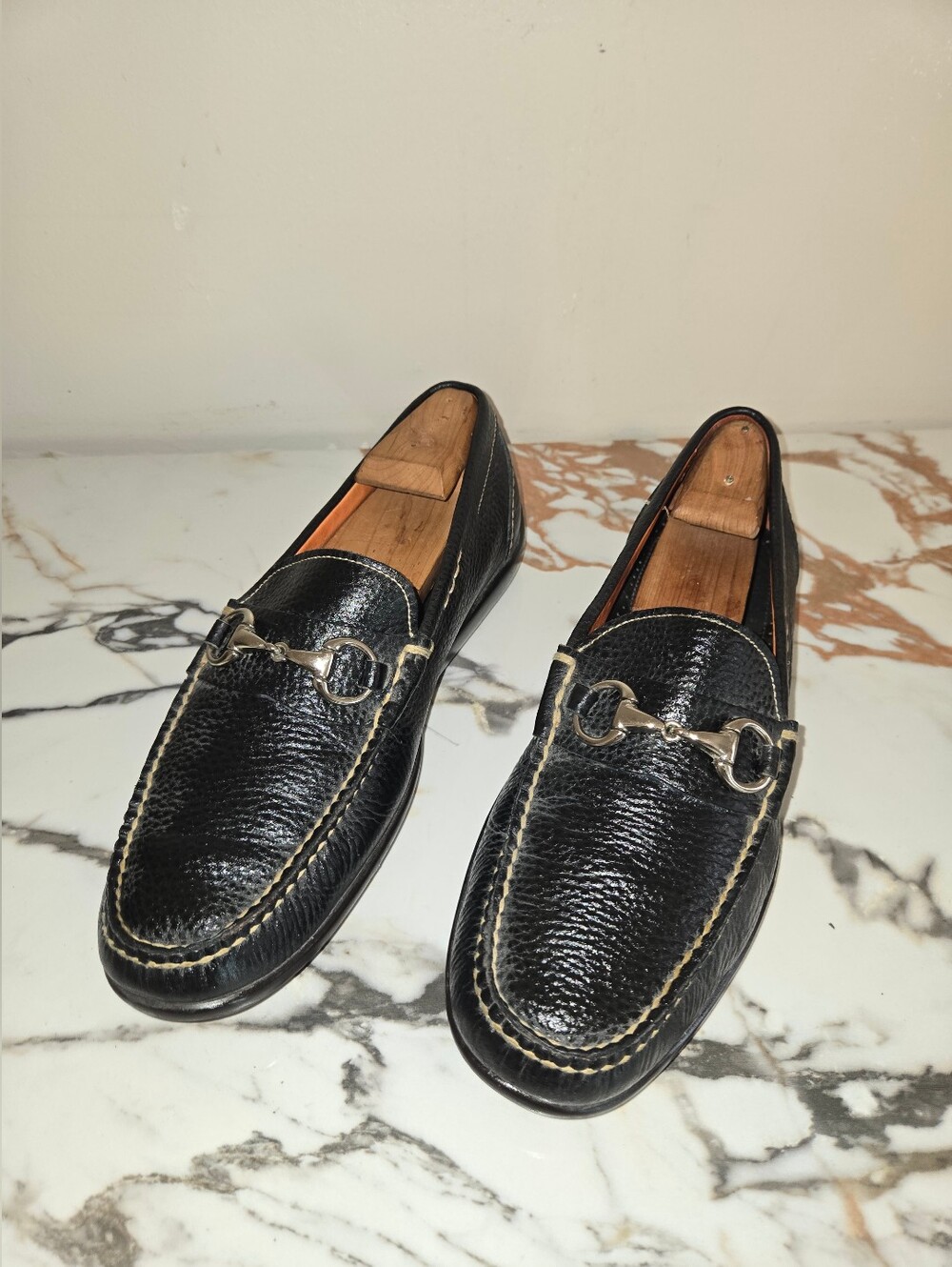 Martin Dingman Mens Pebbeled Leather Loafers  Size 10 1/2 M